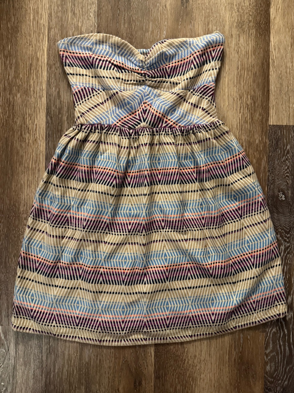 Roxy Multicolor Geometric Strapless Dress - Blue, Pink, Cream, Tan, Black